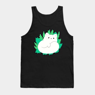 White kitty cat sunbathing in some plants Tank Top